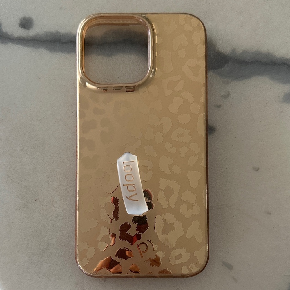 Loopy Case Gold Leopard Print Phone Case with Integrated Loop